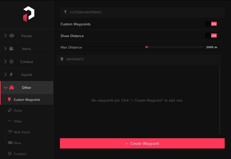 PureDMA DayZ menu — Custom waypoints
