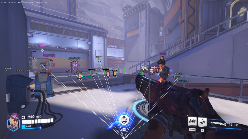 Overwatch ESP overview with bots, items, and snaplines